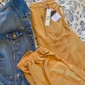 Soft Jogger Pants Mustard Zip Pockets
